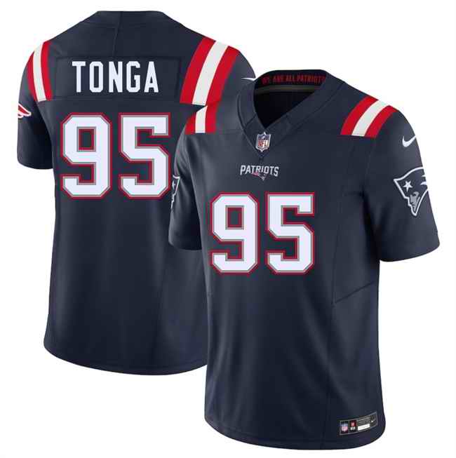 Men's New England Patriots #95 Khyiris Tonga Navy 2025 F.U.S.E. Vapor Limited Stitched Football Jersey